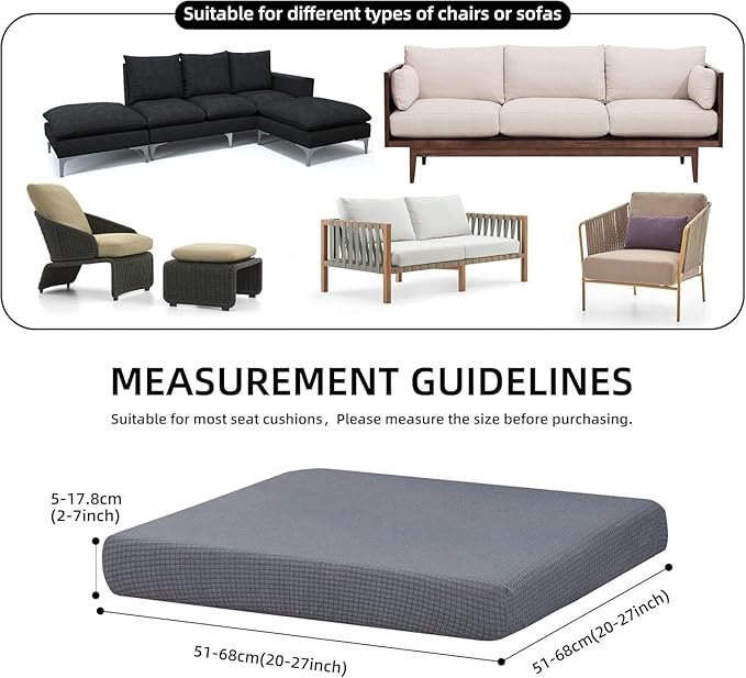 Outdoor Cushion Covers Set,8PCS Patio Furniture Couch Seat Slipcovers, Replacement for Sofa Sectional Chair(Cover，Only)