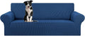 KEKUOU Stretch Oversized Sofa Slipcover 1 Piece Couch Sofa Cover (94"-110") Furniture Protector 4 Seater Sofa with Elastic Bottom for Kids,Pet.Jacquard Checked Pattern Fabric(X Large,Classic Blue)