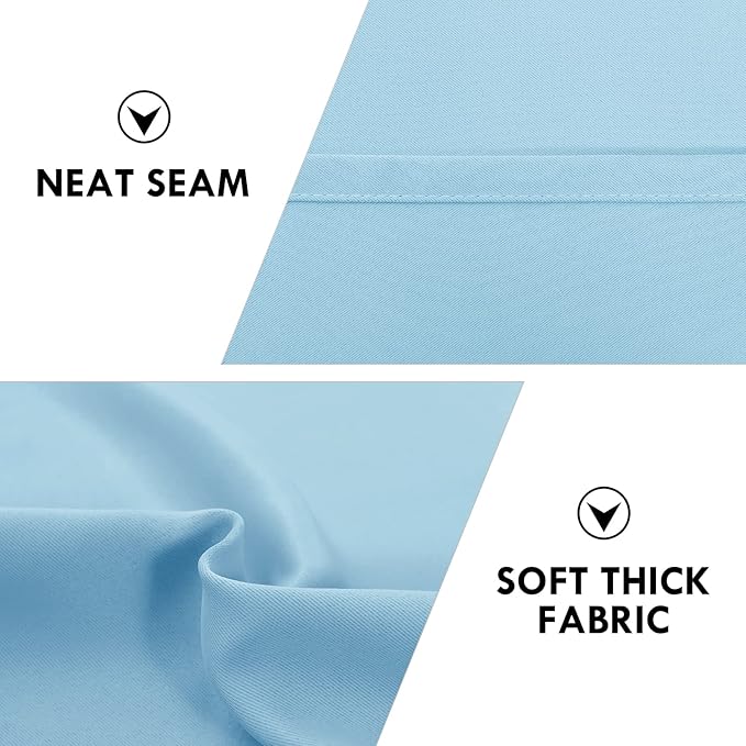 DWCN Blackout Curtains – Thermal Insulated, Energy Saving & Noise Reducing Bedroom and Living Room Curtains, Light Blue, W 42x L 63 Inch, Set of 2 Rod Pocket Curtain Panels