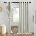 NICETOWN Linen 78 inch Curtains for Kitchen Window, Grommet Thick Flax Linen Gray Small Window Treatments Privacy Assured with Light Filtering for Cafe/Kids Room, W68 x L78, 2 Panels