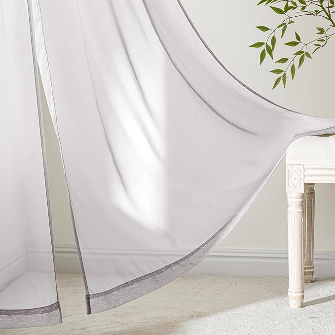 MIULEE Greyish Lilac Sheer Curtains 72 Inches Long, 4 Panels Set, Rod Pocket Light Filtering Window Drapes for Bedroom and Living Room, Elegant Airy Fabric, 42 x 72 Inches