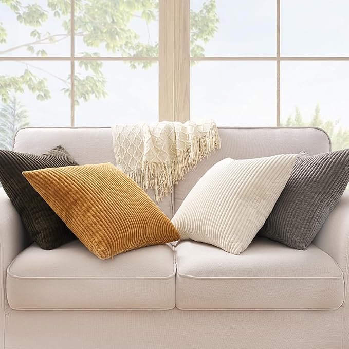 Topfinel Decorative Brown Throw Pillow Covers Cushion Cases, Set of 4 Soft Velvet Modern Double-Sided Designs, Rustic Home Decor, Pillow Inserts Not Included (22x22 inch)