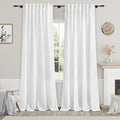 White Semi Sheer Linen Curtains 92 inch Length for Living Room Back Tab Rod Pocket Modern Farmhouse Coastal Decor Off White Cotton Textured Gauze Curtains 92 inches Long for Dining Room Office