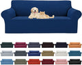 Cupuamon 2026 New Stretch Oversized Sofa Slipcovers Couch Sofa Cover for 4 Seater Furniture Protector Covers with Elastic Bottom Jacquard Fabric Small Checks for Pets, Kids - Classic Blue