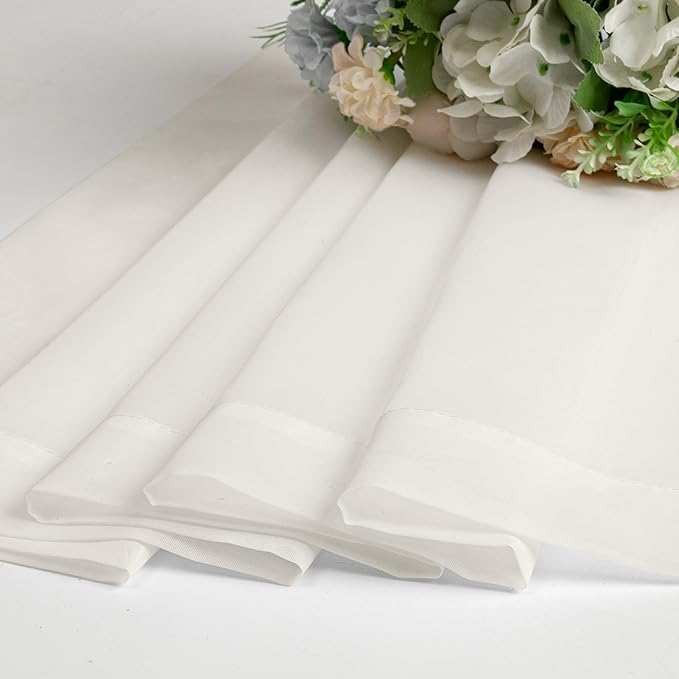 Chyhomenyc Ivory Sheer Curtains 30 inch Length 2 Panels, Light Filtering Voile Rod Pocket Short Window Curtians for Bathroom Living Room Farmhouse Small Windows, 42Wx30L inches