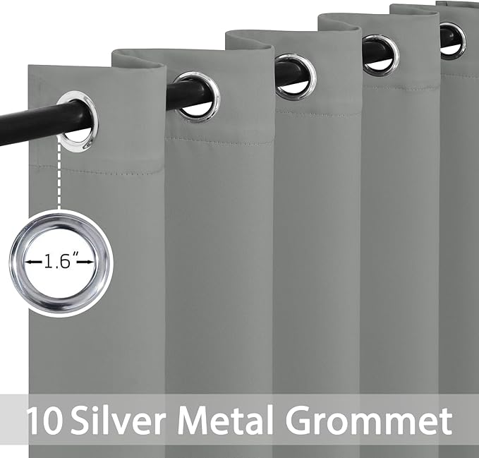 Yakamok Wide Thermal Blackout Patio Door Curtain Panel, Sliding Door Insulated Grommet Curtains, Extra Wide Curtains for Sliding Glass Door, Dove Grey, W70 x L84, 1 Panel
