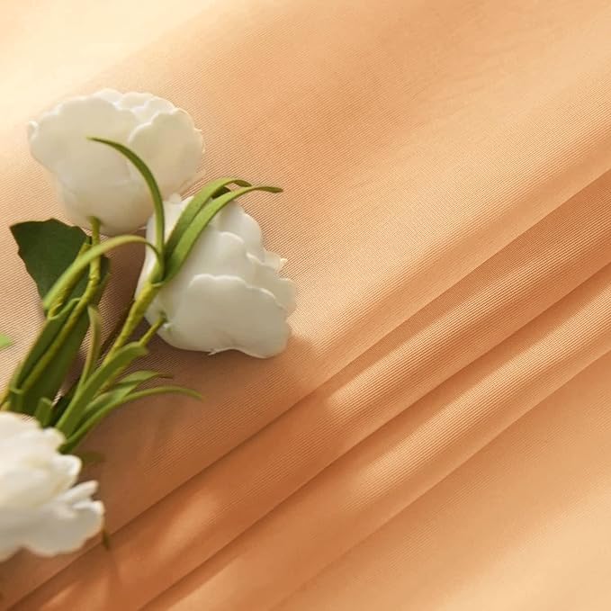 SpaceDresser Beige Sheer Curtains 4 Panels Rod Pocket Semi-Sheer Curtain 63 Inches Long Light Filtering Voile Window Drapes for Bedroom Living Room Kitchen, Each 52W x 63L