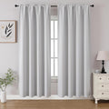 CUCRAF Grayish White Blackout Curtains 72 inch Length 2 Panels Set, Rod Pocket Room Darkening Drapes for Bedroom Living Room, Insulated Thermal Light Blocking Window Curtain (W52 x L72 Inch)