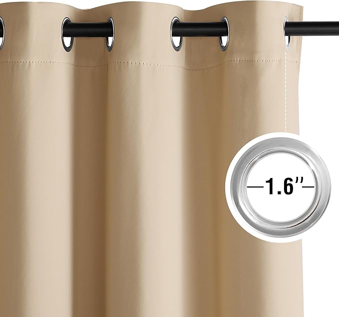 NICETOWN Room Darkening Draperies Curtains Panels, 2 Panels Biscotti Beige W52 x L90