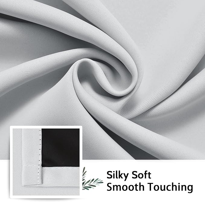 SimpleHome 100% Blackout Curtains for Bedroom,Thermal Insulated White Grommet Window Drapes Room Darkening Curtains for Living Room with Black Back,38 x 84 Inch,2 Panels