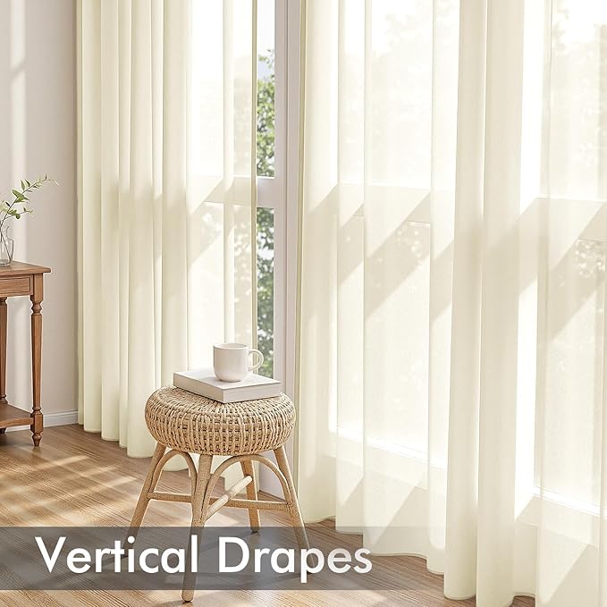 MIULEE Light Cream Sheer Curtains 84 Inches Long, 4 Panels Set, Light Filtering Rod Pocket Voile Drapes for Living Room and Bedroom, Airy Soft Fabric Window Treatments, 42 x 84 Inches