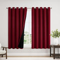 ChrisDowa 100% Blackout Curtains 63 inch Long for Bedroom with Black Liner, Extra Wide 2 Thick Layers Total Blackout Thermal Insulated Grommet Window Curtains 2 Panels Set (Burgundy, 60 x 63 Inch)