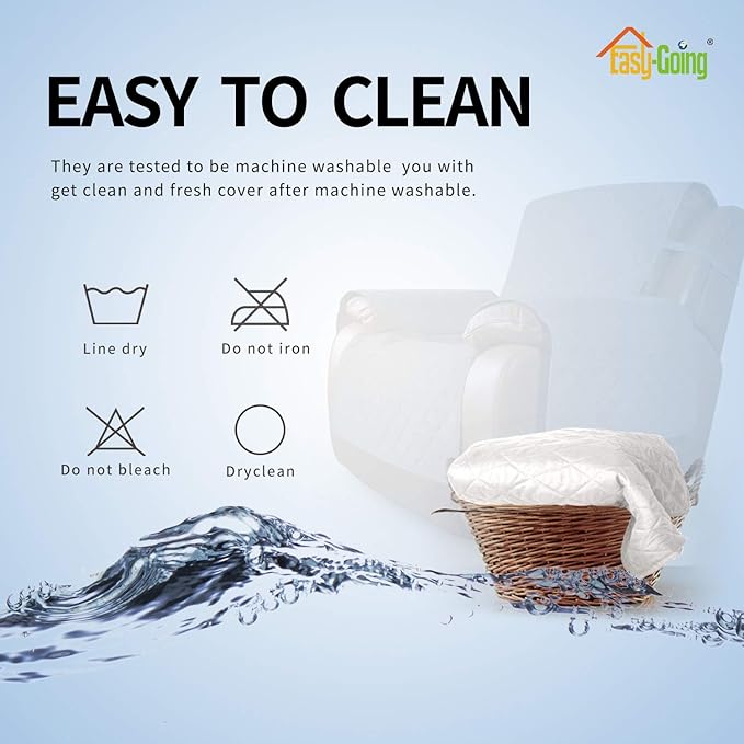 Easy-Going Oversized Recliner Cover Reversible Couch Cover Sofa Cover for Living Room Water Resistant Furniture Protector with Elastic Straps for Pets Dog (Oversized Recliner, White/White)