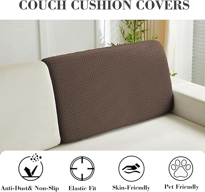 Sofa Covers Couch Covers for Sofa Pet Friendly Couch Cushion Covers Universal Sofa Covers Washable Stretch Slipcovers for Sectional Sofa (Texture Brown, Back Cover M)