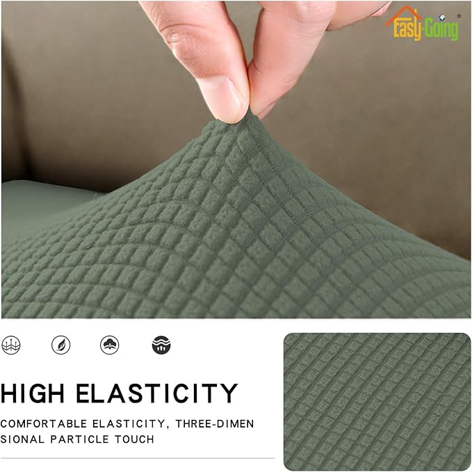 Easy-Going Stretch Cushion Cover Sofa Cushion Furniture Protector Sofa Seat Sofa slipcover Sofa Cover Soft Flexibility with Elastic Bottom(Sofa Cushion, Greyish Green)