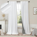 Custom Made Curtains 104 Inches Long 2 Panels Set 100 Percent Blackout Curtain Linen Textured Traverse Light Blocking Drapes for 103 Inch Window Living Room Darkening Nursery 104 Length Back Tab White