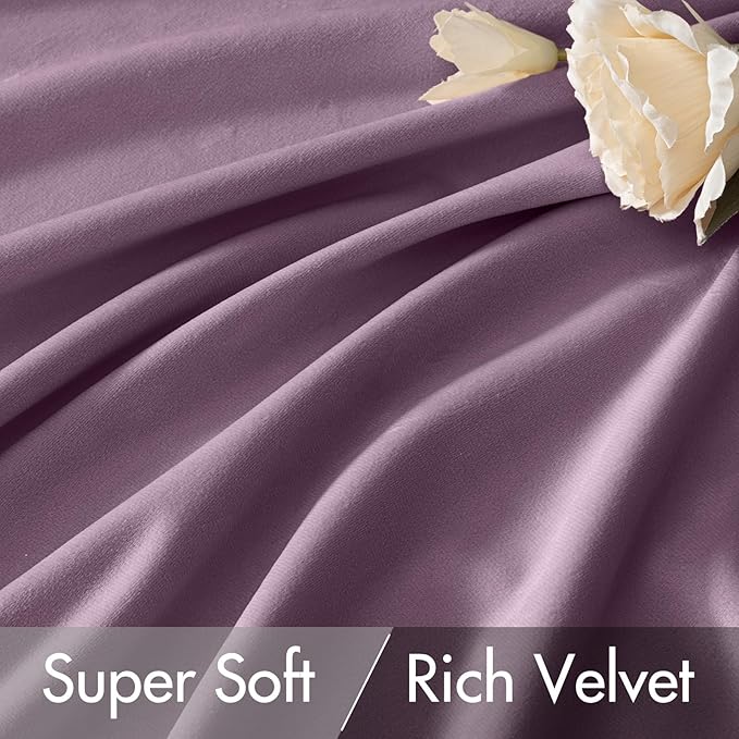 MIULEE Lavender Velvet Curtains 90 inches - Luxury Blackout Curtains for Bedroom Living Room Thermal Insulated Super Soft Window Drapes Rod Pocket & Back Tab, W52 x L90 inches,Purple,2 Panels