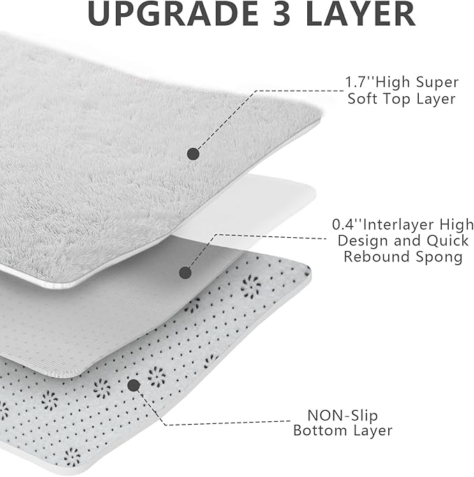 9X12 Large Area Rugs for Living Room Bedroom,White Big Shag Rug for Bedroom Dorm,Soft Fluffy Indoor Carpet Nursery Rugs for Kids Girls Room Home Decor (White, 9X12 Feet)