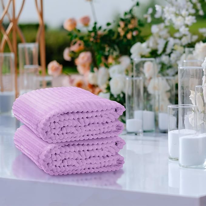 Buryeah 6 Pcs Flannel Throw Blanket Bulk 50 x 60 in Sleepover Blanket Outdoor Wedding Throw Lightweight, Oeko-tex Standard 100 Certified for Sofa Homeless Gifts (Lavender Purple)