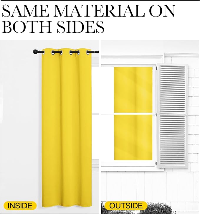 NICETOWN Bright Yellow Nursery Essential Thermal Insulated Solid Grommet Top Short Curtains/Drapes for Son's Room (1 Pair, 42 x 63 inches)