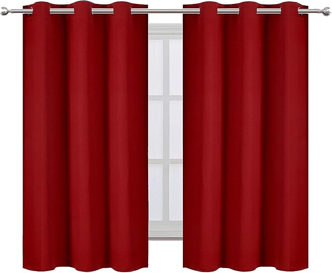 LEMOMO Red Blackout Curtains 42 x 54 Inch Length Set of 2 Panels Grommet Bedroom Curtains for Living Room