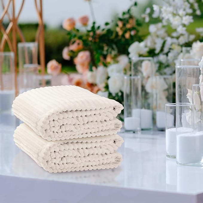 Buryeah 24 Pcs Flannel Throw Blanket Bulk 50 x 60 in Sleepover Blanket Outdoor Wedding Throw Lightweight, Oeko-tex Standard 100 Certified for Sofa Homeless Gifts (Beige)