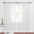 NICETOWN Voile Sheer Window Curtains for Christmas, Ring Top Soft Sheer Vertical Curtain Bedroom, Panels with Light Penetration for Loft/Party, W70 x L72 - inch, Beige, Set of 2