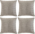 Fancy Homi 4 Packs Grey Decorative Throw Pillow Covers 24x24 Inch for Living Room Couch Bed, Rustic Modern Farmhouse Boho Home Decor, Soft Plush Corduroy Gray Cute Square Accent Cushion Case 60x60 cm