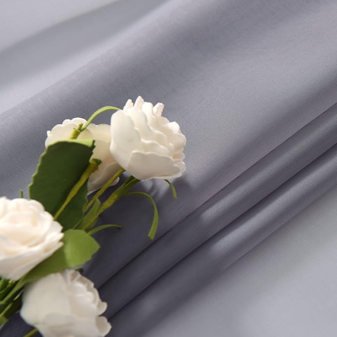 SpaceDresser Basic Rod Pocket Sheer Voile Window Curtain Panels White 1 Pair 2 Panels 38 Width 54 Inch Long for Kitchen Bedroom Children Living Room Yard(Grey,38 W x 54 L)
