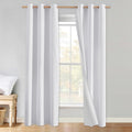 NICETOWN 100% Absolutely Blackout Linen Curtains with Thermal Insulated White Liner, White, 42 inches Wide, 90 inches Length Energy Saving Curtains for Living Room 2 Panels Set, Vertical Blinds