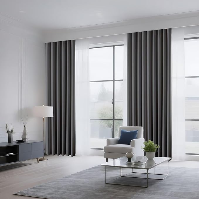 CUCRAF Light Grey Blackout Curtains 108 inch Length 2 Panels Set, Rod Pocket Room Darkening Drapes for Bedroom Living Room, Insulated Thermal Light Blocking Window Curtain (W52 x L108 Inch)
