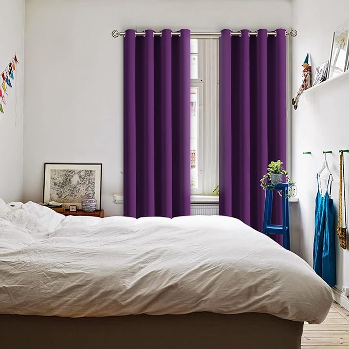 BGment Blackout Curtains - Grommet Thermal Insulated Room Darkening Bedroom and Living Room Curtains, Set of 2 Panels (52 x 108 Inch, Purple)