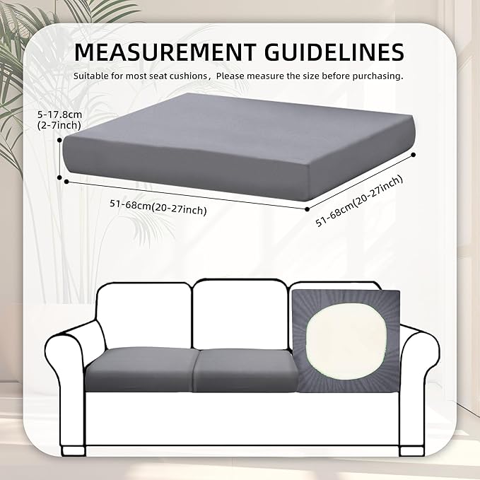 8Pcs Stretch Patio Cushion Covers,Outdoor Couch Covers Replacement,Outdoor Couch & Sofa Slipcovers,for Patio Furniture Cushion Covers,Washable Reusable Furniture Protector (Gray, Cover Only)