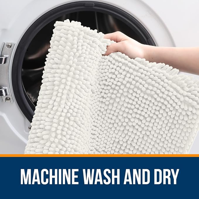 OLANLY Bathroom Rugs 44x24, Extra Soft Absorbent Chenille Bath Rugs, Rubber - Image 5
