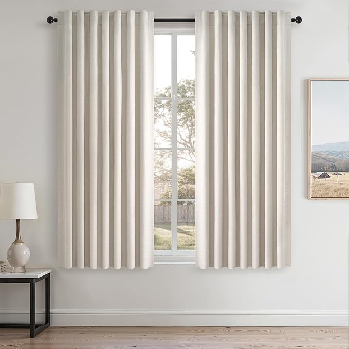 54 Inch Long Blackout Tiers Curtains for Small Window Elegant Short Curtain Drapes for Livingroom Bedroom Thermal Insulated Linen Cafe Drapes (2 Panels, 52 inches Wide by 54 inches)Cream Ivory