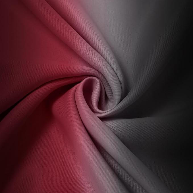 Yakamok Blackout Ombre Burgundy and Black Curtains for Bedroom, Gradient Room Darkening Curtains, Grommet Thermal Insulated Light Blocking Window Drapes/Curtain for Living Room,52 x 54 Inch,2 Panels