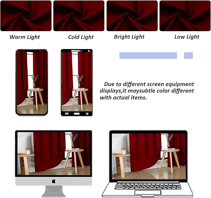 Simplebrand Ava Red Blackout Curtains for Bedroom 72 Inch Length 2 Panels Set, Privacy Thermal Insulated Rod Pocket Door Window Curtains for Patio French Front Door, W40 x L72 Inch, Red