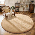 Ophanie Round Rug 4Ft Beige Circle Area Rug, Fluffy Fuzzy Small Bedroom Carpet, Plush Soft Shaggy Floor Living Room Circular Christmas Decor for Kids Boys Girls Home Aesthetic, Nursery, Classroom