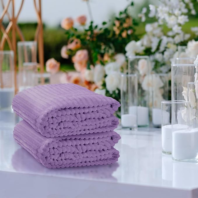 Buryeah 6 Pcs Flannel Throw Blanket Bulk 50 x 60 in Sleepover Blanket Outdoor Wedding Throw Lightweight, Oeko-tex Standard 100 Certified for Sofa Homeless Gifts (Pale Purple)