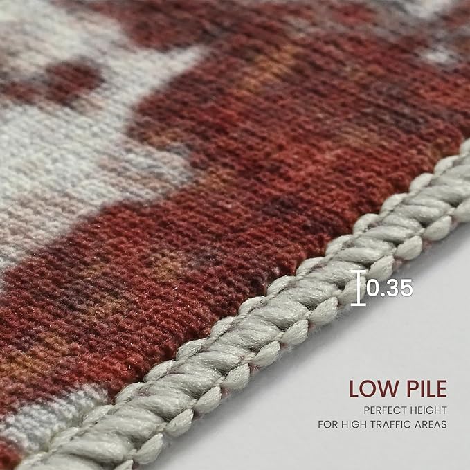 Ompaa Living Room Rug 5x8 Beige Area Rug Machine Washable Boho Rug Non Slip Abstract Vintage Indoor Large Rugs for Bedroom, Classroom, College Dorm, Farmhouse, Dining Room, Kids Playroom