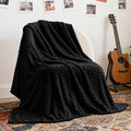 BEDELITE Fleece Throw Blanket for Couch & Bed - 3D Jacquard Decorative Black Blanket, Super Soft and Cozy Warm Fuzzy Blanket All Seasons Suitable, 50x60Inches