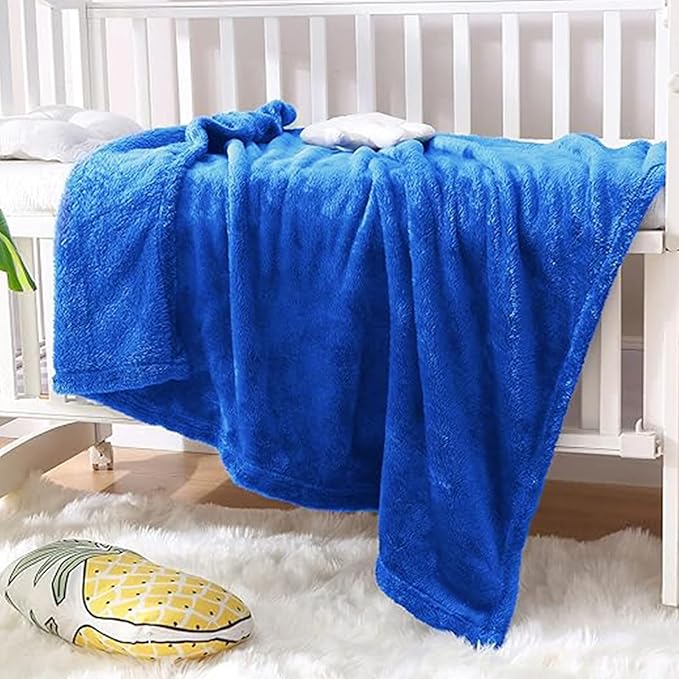 Exclusivo Mezcla Plush Fuzzy Fleece Throw Blanket, Super Soft, Fluffy and Warm Blankets for Couch, Bed, All Season Use (40x50 Inches, Cobalt Blue)