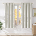 NICETOWN Natural Faux Linen Room Darkening Rod Pocket Curtains 63 inch Length, W42 x L63, Light Blocking Thermal Insulated Noise Reducing Drapes for Bedroom Living Room Farmhouse Decor, 2 Panels