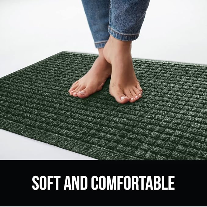 GORILLA GRIP® Ultra Absorbent Front Door Mat Outside Entrance, Traps Dirt and Moisture, HydroABSORB Indoor Outdoor Doormat Holds Up to 1.7 Cups Water, Stain and Fade Resistant Welcome Mat, 29x17 Green