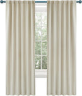 Deconovo Short Blackout Curtains for Small Windows Thermal Insulated Rod Pocket and Back Tab Curtains 42Wx45L Inch Light Beige 2 Panels