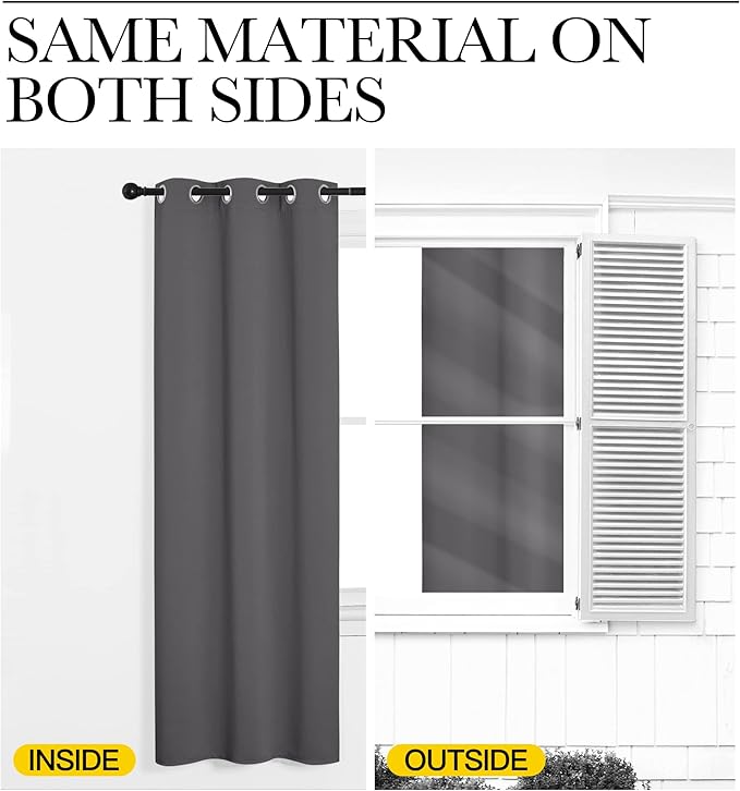 NICETOWN Thermal Insulated Blackout Curtains - Grommet Top Window Treatment Drapes for Hall (2 Panels, W42 x L95 inches, Grey)