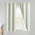 NICETOWN Sage Green Linen Blackout Curtains for Night Shift, Great Job, Set of 2, 42" by 54", Short Kitchen Burlap Linen 100% Blackout Drape Panels with Bronze Grommets for Blocking Light