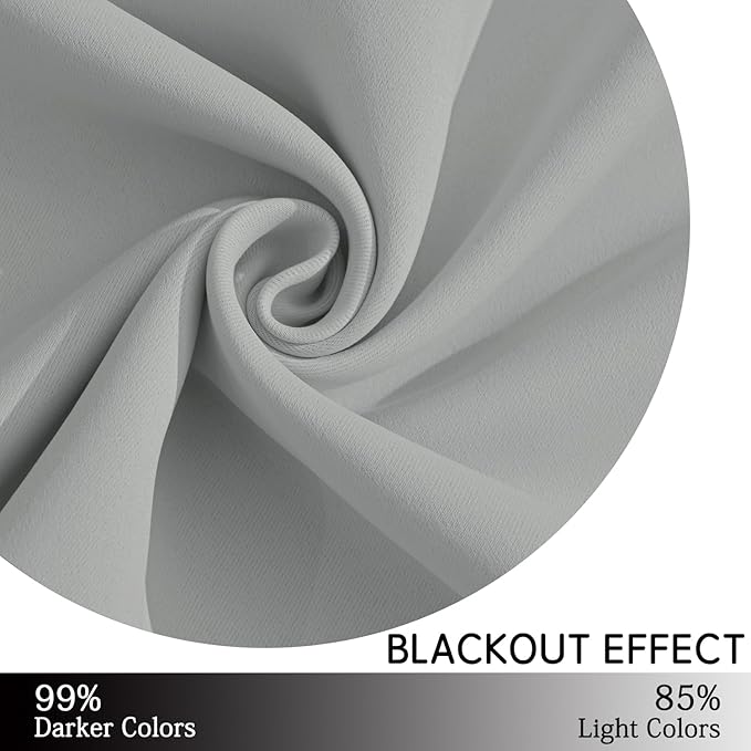 Yakamok Blackout Curtains for Bedroom,Grommet Thermal Insulated Room Darkening Curtains for Living Room,1 Panel (38 x 84Inch, Light Grey)