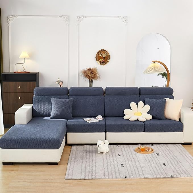 Sofa Covers Couch Covers for Sofa Pet Friendly Couch Cushion Covers Universal Sofa Covers Washable Stretch Slipcovers for Sectional Sofa (Texture Metal Gray,Extra Large Single Seat Cover)
