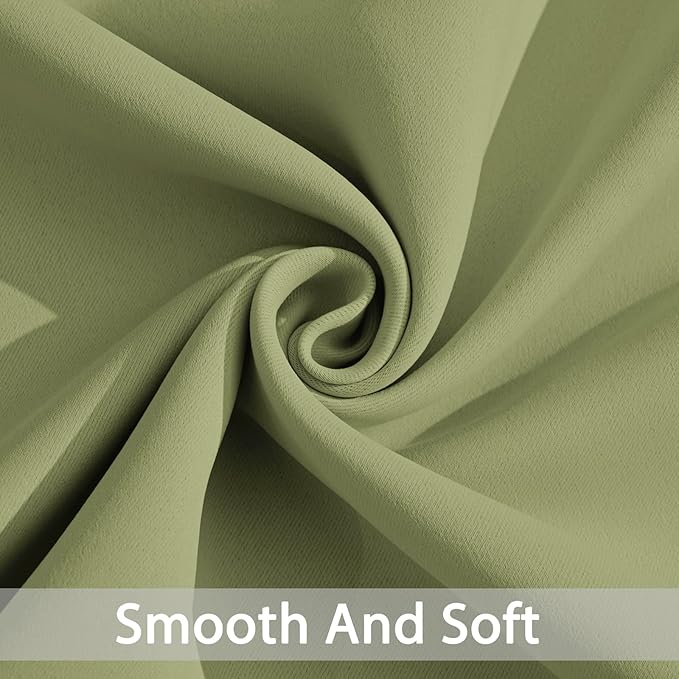 Yakamok Light Blocking Window Blackout Curtains Thermal Insulated Room Darkening Drapes for Bedroom,Solid Grommet Top Window Panels, 38x45 Inch, Sage Green, 2 Panels